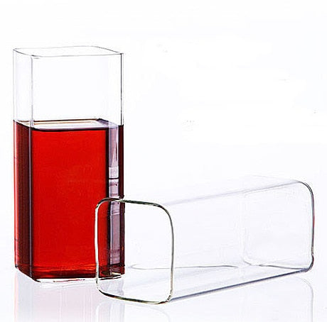 2PCS/LOT high temperature heat resistant glass square  fruit juice cup 350ml OS 0080