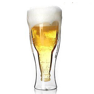 1PC  high quality heat resistant beer glass cup double layer 350ml OL 0132